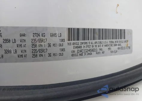 2017 Chrysler Pacifica Touring-L Plus from USA, damaged, VIN 2C4RC1EG2HR506313